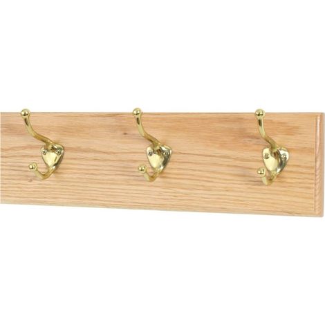 Perchero madera 3 ganchos de metal pared atornillar