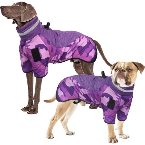 Cappotto/giacca per cani taglia 4XL, impermeabile, in pile, con protezione per il collo, colore viola. (1/5)