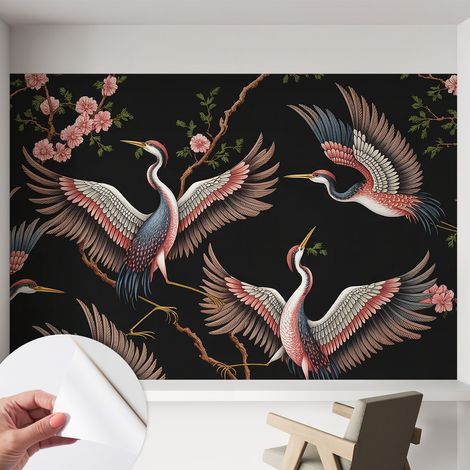 Papier peint autocollant adhésif avec imprimé installation simple qualité excellente sans désordre Motif floral 152x104 cm (1/5)