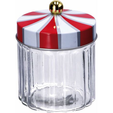 Ad Trend Barattolo Natale Vetro e Latta D 11 Cm H 14,5 Cm Bianco Rosso (1/2)
