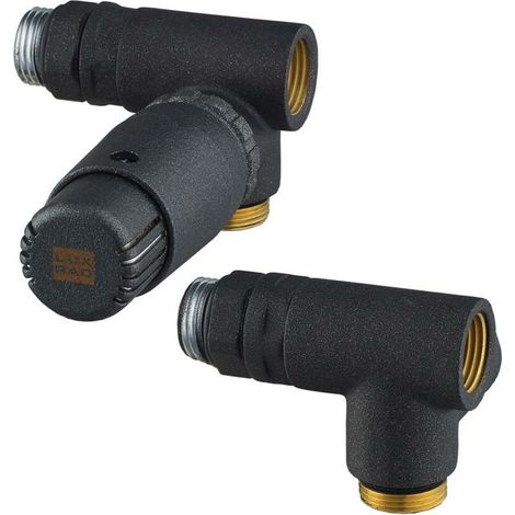 Raccord thermostatique axial gauche noir str (tête vers la droite) Luxrad (1/4)