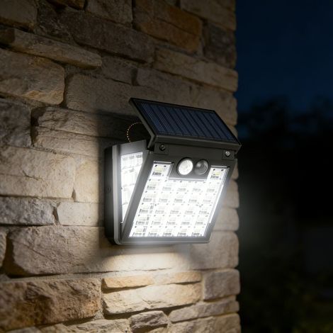 Applique Murale Solaire 72 LED avec Détecteur de Mouvement – Éclairage Extérieur à 3 Modes, Diffusion sur Trois Côtés pour Jardin, Terrasse et Patio (1/4)