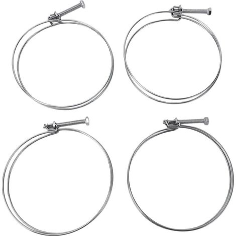 4 pièces colliers de tuyau à double fil avec vis M8 150-160mm acier inoxydable 304 pinces réglables pour aspirateur de poussière, piscine argent 150-160x3 diamètre (1/5)