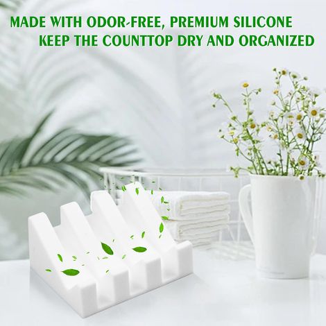 Porte-savon - ventouse améliorée Porte-savon de douche en silicone - porte-savon et système d'évacuation d'eau par cascade pour garder votre savon organisé et propre (blanc) (1/5)