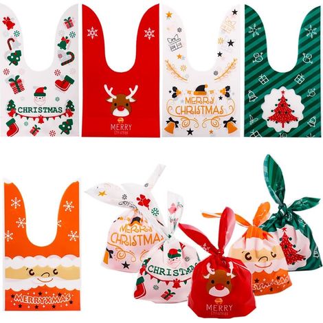 Sacs cadeaux de Noël, sachets à bonbons, sachets à biscuits, papier cadeau de Noël (5 modèles) (1/5)