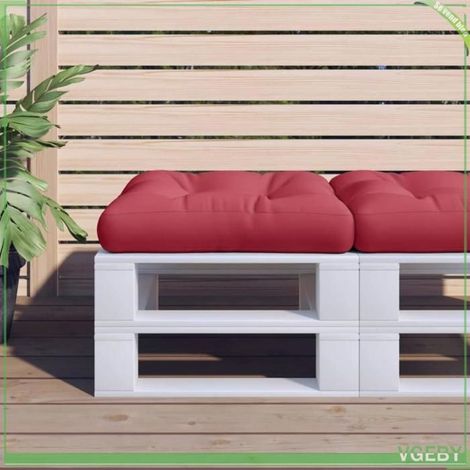 360456 Coussin de palette rouge bordeaux 60x60x12 cm tissu (1/5)