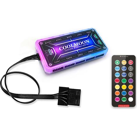 Ventilateur de boîtier COOLMOON silencieux avec télécommande, 12 cm, éclairage RGB, pour PC et bureau - FFY (1/4)