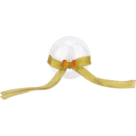 5 Pcs Boule de Noël scintillante dorée avec nœud, boîte transparente pour décoration de cadeaux et suspension. (1/5)