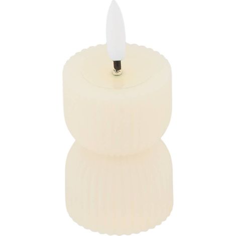 Vela LED redonda «Fancy», 9 cm de altura, color beige - Atmosphera créateur d'intérieur (1/5)