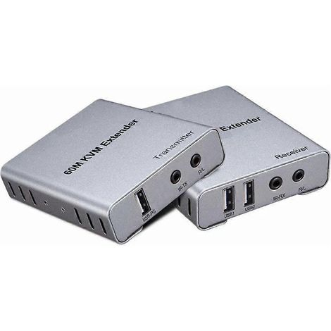Extendeur KVM compatible HDMI 1080P, prend en charge les câbles réseau Ethernet RJ45 CAT5E/6, port USB de 60 mètres, prend en charge les périphériques tels que la souris et le clavier. (1/5)