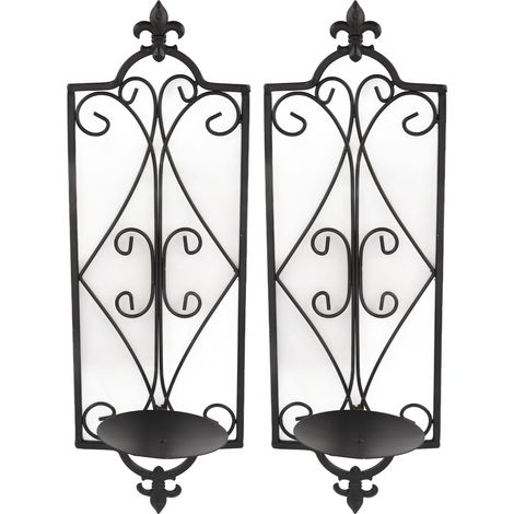 2 pièces Bougeoir Mural en Fer Forgé, Porte-Bougie Suspendu, Décoration Murale pour Salon et Salle à Manger (1/5)