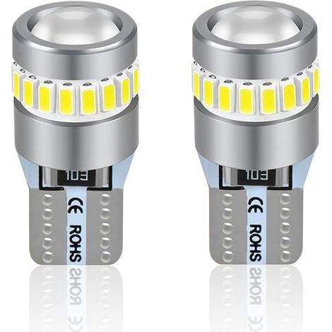 W5W T10 LED Ampoules 6000K Lumière Blanche,Angle D'éclairage de 360 Degrés,12V Pour Intérieur De Voiture Lumière Dôme Carte Côté Coffre Feux De Plaque D'immatriculation (Pack de 2) (1/5)