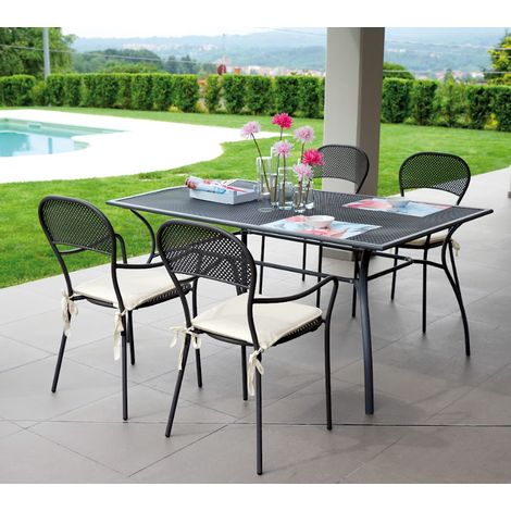 Tavolo rettangolare in ferro color antracite 160x100 cm MALIGI HOME MG/CAOS Ferro (1/2)