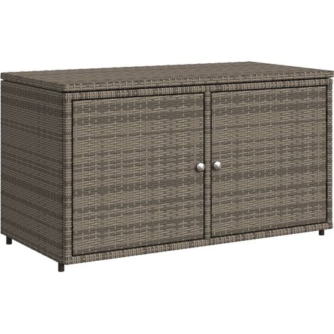Vidaxl – Armoire de jardin gris 110x55x60,5 cm – résine tressée résistante aux intempéries – cadre en acier enduit de poudre – grand espace de rangement