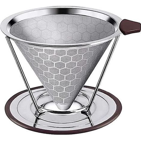 verser Le Caf Goutte Goutte, Filtre Caf Rutilisable, Support En Acier Inoxydable Durable, Panier Entonnoir En Maille, Filtre Caf (1/5)