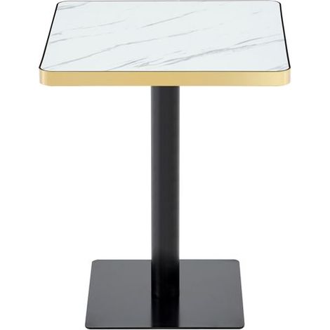 Table à manger forme carrée plateau uv effet marbre structure métal style moderne (1/5)