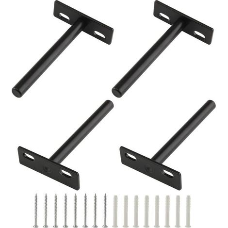 4 Pack 4 Inch Floating Shelf Brackets, Heavy Duty Blind Shelf Brackets, Hidden Wall Mounted Brackets for Wood Floating Shelves (1/5)