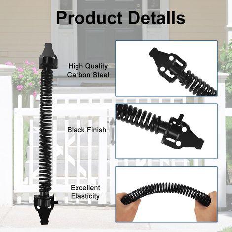 Chiudiporta automatico da 36 cm, chiudiporta a molla, molla di estensione regolabile, molla per porta con 2 viti, per cancello da giardino, cancello in legno e recinzioni agricole (1/4)