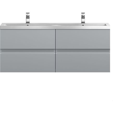 Mavesyn Contemporary 4 Drawer Wall Hung Vanity Unit with Basin, Satin Grey, 1200mm