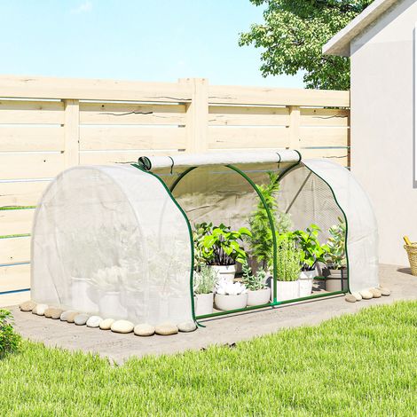 Serre de jardin mini serre serre à tomates 2 x 1 x 0,8 m porte zippée bâche PE acier blanc