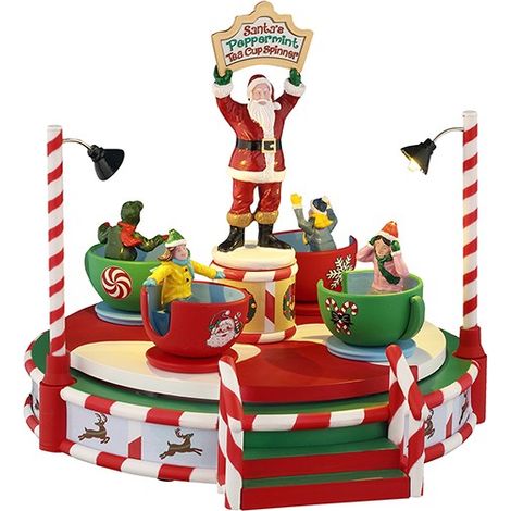 SANTA'S PEPPERMINT TEACUP SPINNER B/O 4.5V – LEMAX COD. 54446
