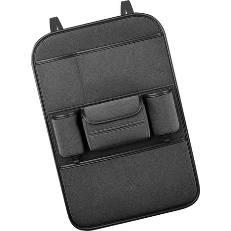 Sac de Rangement Dossier de Siège Auto, Grande Capacité, Organiseur Multifonctionnel Suspension Arrière, Bureau, Siège Enfant, Noir (1/5)
