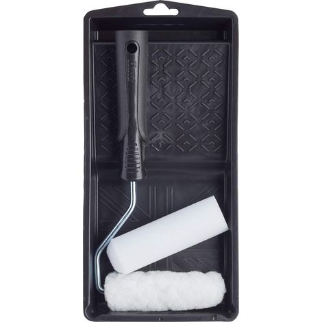 Harris Essentials 101092201 - Set di mini rulli per pareti e soffitti con vassoio e telaio, 10,2 cm, emulsione e manicotti a rullo lucidi (1/2)