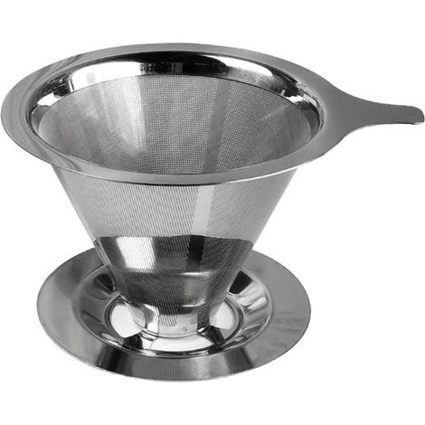 Filtre à café à infusion lente, filtre à café réutilisable sans papier, filtre à café en acier inoxydable, 1 ensemble entonnoir à (1/5)