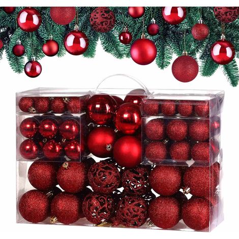Red Christmas Baubles Set, 100 Pcs, Indoor/Outdoor Use (1/5)