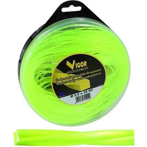 FILO DECESPUGLIATORE TAGLIAERBA VIGOR SPIRALATO GIALLO METRI 50 MM 3