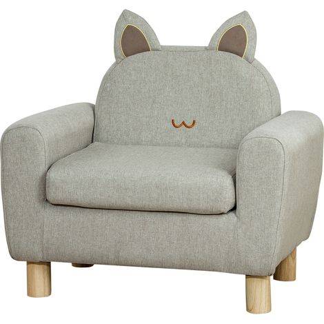 Fauteuil enfant mini canapé +3 ans assise rembourrée accoudoirs marron 61x42x53 cm