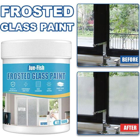 Peinture Vernis à effet glacé 100ml pour fenêtres et surfaces vitrées, Appliquée en spray, Base acrylique, Avec pinceau incluse, Cache la visibilité pour la protection de l'intimité dans toute maison (1/5)