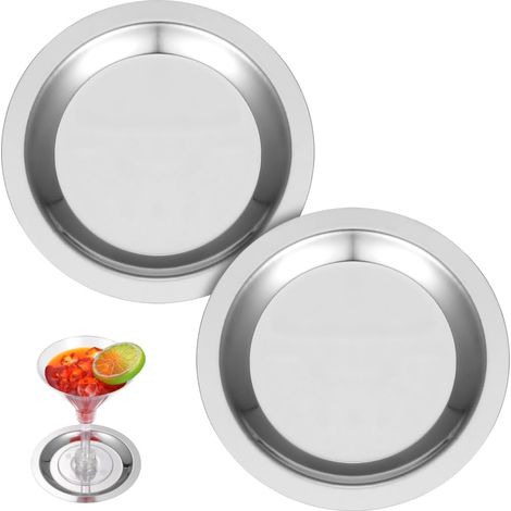 2-teiliges Set runder Flaschenuntersetzer aus Edelstahl (4,5 Zoll/11,5 cm Durchmesser) für Partys und Bars (1/5)