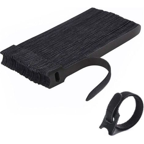 Attache Cable[50 Pcs], Sangles Sangles Câble, Réutilisables Serre Cable, Organisateur Rangement Cable, pour Attacher Les Câbles, Gaines, Fils PC, Fils Électriques etc(Noir) (1/4)