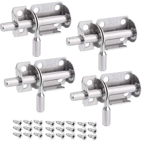 Set di 4 serrature scorrevoli in acciaio inox per porte interne, giardino, bagno e camera da letto. (1/5)