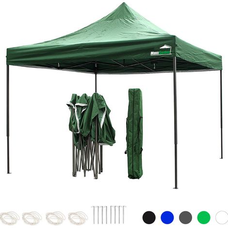 MaxxGarden Carpa de Jardín de 3 x 3 m - Plegable - Cenador Robusto Impermeable - Garden Tent Resistente al Agua Laterales para Reception, Fiesta, Camping, Festival, Cerveza - Verde (1/5)