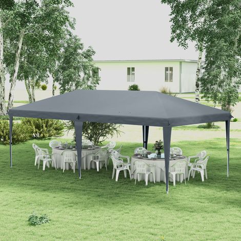 Gazebo da Giardino Pop-up 6x3 m Pieghevole, Tendone per Feste con Sacca di Trasporto, Grigio