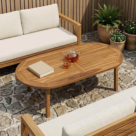 vidaXL Piano del tavolo Ovale Legno di teak solido Naturale