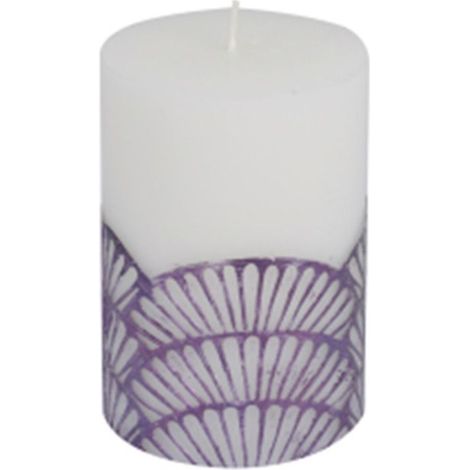 Bougie Pilier Déco "Mermaid" 10cm Violet & Blanc