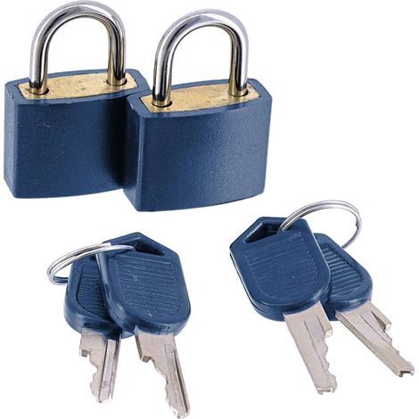 Juego de 2 candados con llave - azul marino - Tendance (1/2)