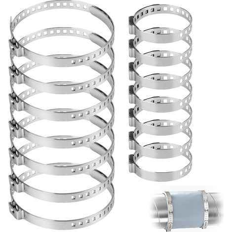 14 Piece Stainless Steel Hose Clamp Set, Adjustable Hose Clamp 304 Stainless Steel Serflex, Hose Clips for Home Gas, Family Water Pipe, Tap (7 Small 20-50 + 7 Large 50-120) (1/5)