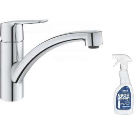 Robinet de cuisine monocommande bec bas GROHE Start 2021 + nettoyant GrohClean