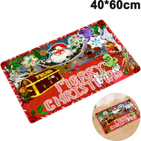 Tapis De Noël - Tapis D'Entrée 3D Imprimé Non Glissant Pour Intérieur Et Extérieur - Idéal Pour Porte D'Entrée Cuisine Salon Chambre Jardin - 1 Pièce (1/5)