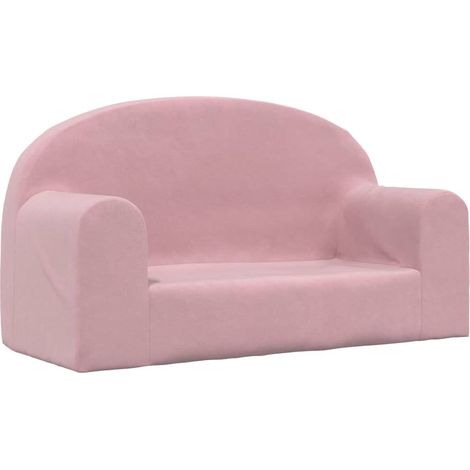 Canapé pour enfants 2 places rose peluche douce