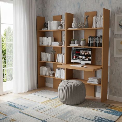 Libreria con scrivania integrata - Ideale per studio, cameretta o soggiorno - Zolfo