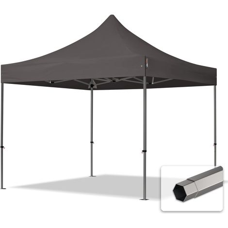 3x3 m Faltpavillon, PREMIUM Stahl 40mm, dunkelgrau