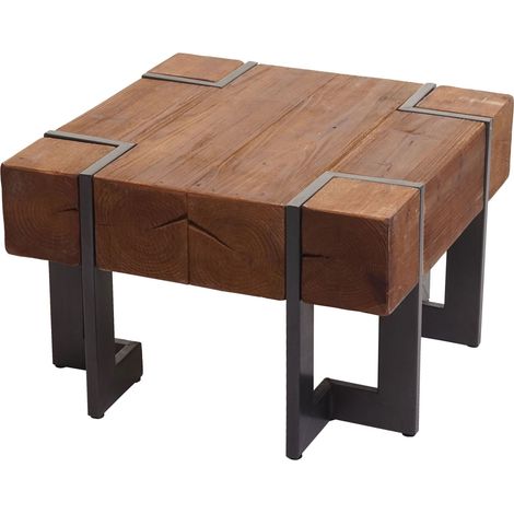Couchtisch HHG-887, Wohnzimmertisch, Tanne Holz rustikal massiv MVG-zertifiziert braun 60x60cm