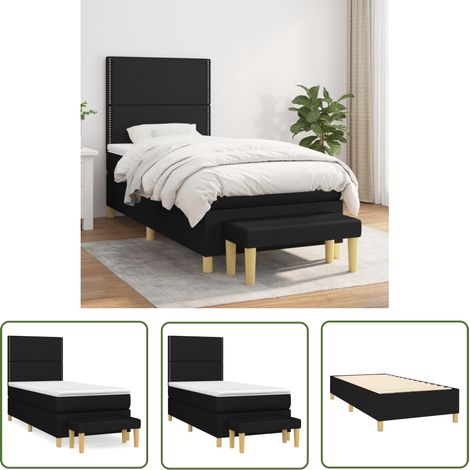 The Living Store Boxspringbett mit Matratze Schwarz 100x200 cm Stoff - Boxspringbett - Doppelbett - Schlafraum - Betttisch - Bettsofa (1/5)