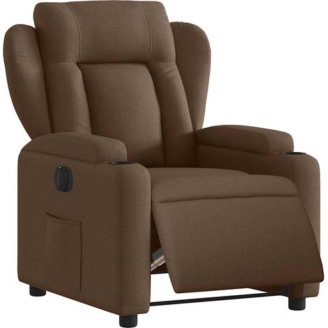 Sillón reclinable eléctrico de tela marrón vidaXL