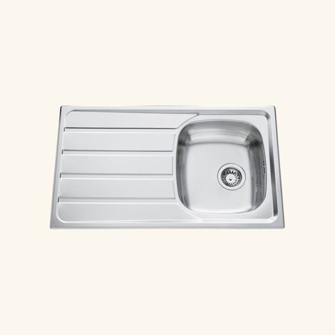 Évier inox lisse 86x50 cm – Évier encastrable 1 bac réversible – Bonde et siphon inclus – Pour meuble sous évier 45 cm minimum – Luisina (1/3)